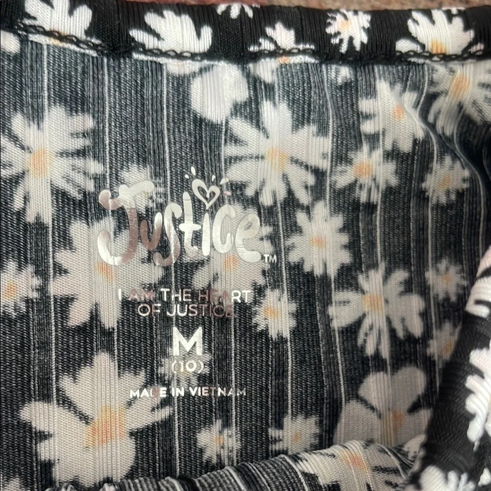 Justice Black and White Floral Kids Blouse